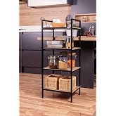 Mudesa MDSMRF005 &Ccedil;ok Ama&ccedil;lı Dekoratif Raf Izgaralı 4 Raflı A&ccedil;ık Dolap Metal Ahşap Organizer