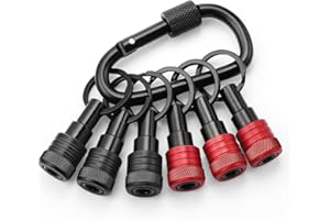 VALKYNOS Drill Bit Holder Keychain 6pc, 1/4 Hex Quick Release Drill Extension Bit Holder Tools with Handly Carabiner, Portable Screwdriver Bit Holder for Impact Driver, Nut Driver, Screw& Drill Bits