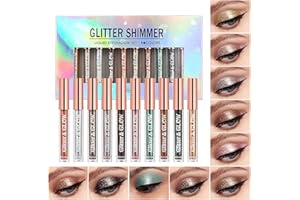 HQDA Set di ombretti liquidi da 10 colori Ombretto liquido Chameleon Ombretto metallico Smokey Eye Look Impermeabile Lunga durata Ombretto ad asciugatura rapida Kit di trucco (10 Colors A)