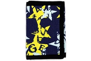 SUNDEE RFID Blocking Wallet for Kids/Slim Cartoon Wallet with Zippered Pocket/Trifold Canvas Outdoor Sports Wallet (Blue Star)