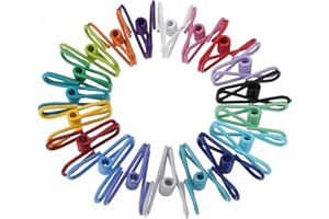 OKVGO Klipsy do torebek na żywność, wielofunkcyjne stalowe klipsy powlekane PVC do zamykania torebek na żywność, spinacze do bielizny 12