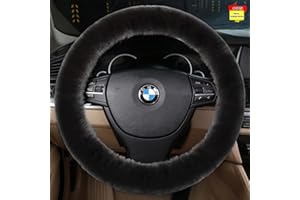 Sisha-A Wool Car Steering Wheel Cover 100% Natural Wool Steering Wheel Protector, Fluffy Warm Durable and High Elasticity Suit for Steering Wheel Size 14.5-16 inches