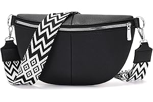 YISUOHOOM Riñonera Mujer Elegante Bolso Bandolera Cruzado Pequeño de PU Cuero Negro - Regalos Para Mujer