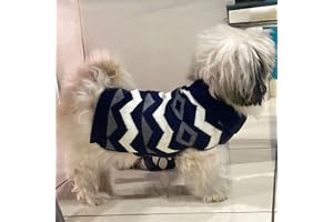 Lulala Winter Dog Sweater for Small Dogs Soft Knit Pullover with Zig-Zag Pattern, Warm Cozy Pet Clothing for Puppies & Small Breeds