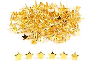 COACOM Lot de 100 mini clous en forme d'étoile dorées, en forme d'étoile, clips de fixation en métal pour bricolage (14 mm)