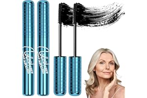 GETUE Nero Mascara per donne mature formula,volumizzante e allungante impermeabile per ciglia sottili, naturale e ipoallergenico per occhi sensibili-Confezione da 2