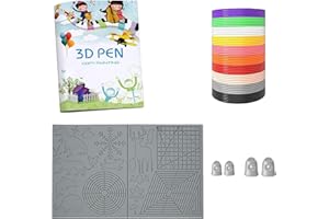 AQTAQ 3D Printing PLA Set|3D Pen Mat|Silicone Pad Template|3D Pen Template|Finger Protector, 10 Colors 1.75mm Total 50m, Large Silicone Pad, 3D Drawing Templates, for 3D Printing Pen-Grey