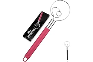ORBLUE Danish Dough Whisk with Silicone Covered-Handle, Stainless Steel Mixer, Rouge Red