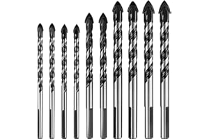 YITAIYUAN 10 Pezzi Set di Punte da Trapano di Professionali, Punte Trapano per Gres Porcellanato Ceramica, Calcestruzzo, Muro, Vetro, Specchi, Muratura in Plastica e Legno - 6mm/8mm/10mm/12mm