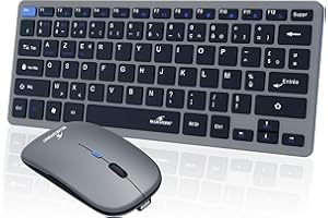 Bluestork - Pack Mini V2 Clavier Souris Sans Fil Rechargeable - Clavier sans fil AZERTY, Format Compact & Souris 1600 DPI - Double Connexion : 2.4 GHz & Bluetooth - Autonomie 80H - Windows/Android/iOS
