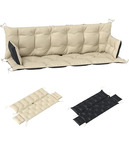 Ambientehome Hanko, 3-zits zitkussens en rugkussens, beige, ca. 150 x 98 x 8 cm, bankkussen, bekleding