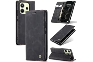 Azororo Handyhülle für Xiaomi Redmi Note 14 4G Hülle Premium Lederhülle Flip Case Magnet Tascher Kartenfach Standfunktion Klapphülle Schutzhülle für Redmi Note 14 4G, Schwarz
