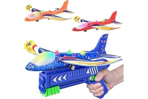 Winstico Flugzeug Spielzeug mit Katapult für Jungen ab 4 5 6 7 8 Jahre - Styroporflieger & Segelflugzeug, Outdoor Spielzeug für Kinder Garten, Geburtstagsgeschenk & Kinderspielzeug