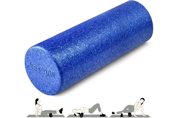 Yes4All EPP-rullskum med hög densitet, rund baksida, träningsskumrulle för yoga och pilates, flera storlekar och färger, blå – 45 cm