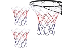 Matwsec Lot de 2 filets de basketball pour panier de basket - 8 passants - Pour montage en intérieur et en extérieur - Convient par tous les temps