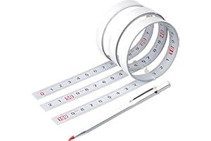XUHN Maßband Selbstklebend Metrisches 3 Stück Kohlenstoffstahl Skalenbandmaß Rollbandmaß Zum Aufkleben 1m Mit Bleistift Für Werkbänke Tische Maschinen(Vorwärts, Mittelpunkt und Rückwärts)