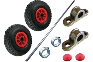 Rollentechnik Kit de chariot avec 2 roues pneumatiques Ø 260 x 85, axe 800 mm, 2 bagues de réglage, 2 supports d'essieu et 2 capuchons d'extrémité