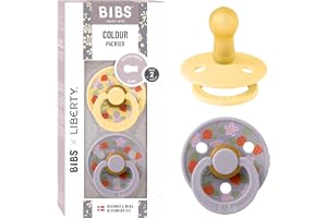 BIBS Liberty Napp, 6-18 mån., 2-pack, Strawberries & Cream Pale butter Mix | rund NaturgummiLatex | Storlek 2