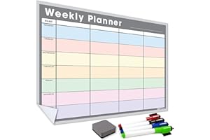 THE MAGNET SHOP WallTAC Lavagna da parete settimanale A3 | calendario facile da rimuovere con adesivo riutilizzabile | Family Meal Planner o To Do List per casa e ufficio | Include penne e gomma [43 x 30 cm]