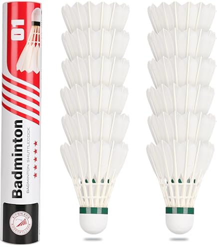 Lot De 12 Volants Badminton En Plume D'Oie - Blanc, Tête En Liège Pour Entraînement