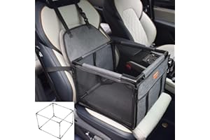 GoBuyer Waterproof Pet Dog Car Seat Booster Carrier with Seat Belt Harness Restraint and Headrest Strap for Puppy Cat Travel (Dark Grey)