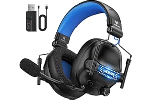 WESEARY Cuffie Bluetooth 2,4 G Wireless Gaming Headset con microfono per PS5, PS4, PC, Switch, Mac, pieghevole Surround Sound Cancelling LED, oltre 30 ore di durata della batteria