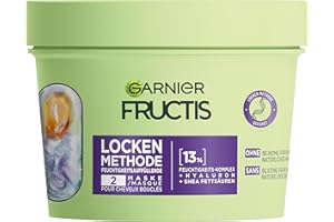 ‎GARNIER Garnier Feuchtigkeitsauffüllende Haarmaske für alle Arten von Locken, Repariert & revitalisiert, Mit Hyaluron und Shea-Fettsäuren, Vegan, Ohne Silikone, Fructis Locken Methode, 1 x 370 ml