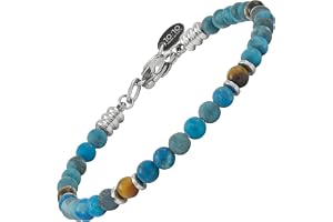 10:10 Herrarmband naturstenar 4 mm rostfritt stål armband tillverkat i Italien
