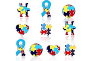 PEOVLVN 10 Pieces Autism Pins, Multi Color Autism Awareness Pin Autism Puzzle Piece Brooches Inspirational Lapel Pins Autism Awareness Accessories for Clothing Shirts and Jackets