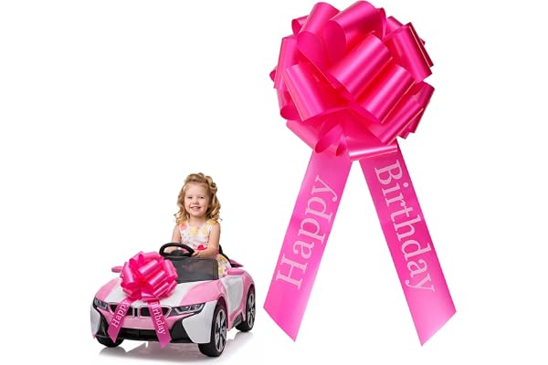 Quilax Stor rosett för bil, Happy Birthday-presentrosett stor, 60 x 30 cm, jättestor bilrosett med sugkopp, återanvändbar rosett för bildekoration, bröllop, födelsedag, examen