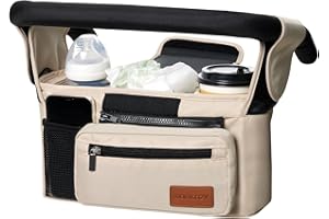momcozy Organisateur de poussette universel avec porte-gobelet isolé, Sac pour poussette Accessoires pour bébé avec poche zippée, bandoulière et espace de rangement pour couches&téléphones portables