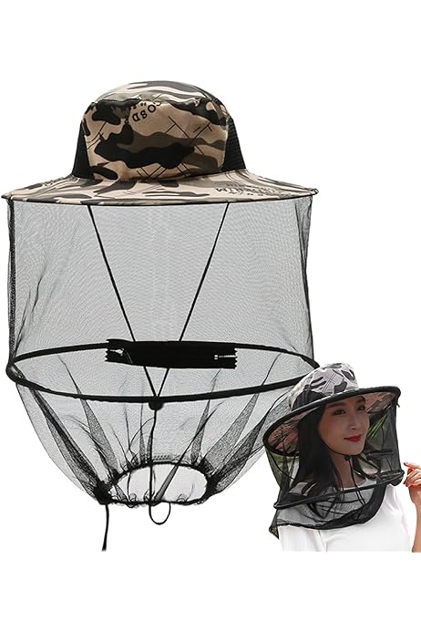 Bug Net Jacket Mosquito Head Net Hat Safari Sun Hat With Veil Mesh