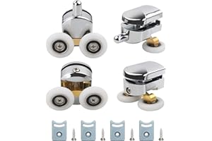 BRELET 4 Set Rulli Per Porta Doccia.Rotelle Box Doccia Diametro e' 25 mm. Ruote Della Doccia per Vetro 4-6 mm.Rulli Doccia per La Porta Scorrevole Della Doccia(2 Rulli Superiori e 2 Inferiori)