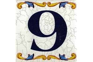 TORO DEL ORO. Números casa. Números y Letras en azulejo. Calca cerámica. Estilo craquelé. Nombres y direcciones. Diseño Craquelé 7,5 x 7,5 cms (9)