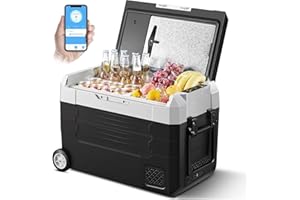 AAOBOSI Glaciere a Compression, Glacière de Voiture 45L, Glacière électrique avec Contrôle d'application et Commande Tactile LED, -20 ℃, 12/24 V, Glacière Pour le Stockage des Boissons et des Aliments