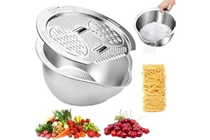 QUIXION Reis WaschschüSsel Aus Edelstahl, WaschschüSsel, Lebensmittelechtes Sieb Reis Mit AusgießEr Reissieb, Nudelsieb Edelstahl Sieb KüChe Zum Waschen & Abtropfen Von Quinoa, Obst, GemüSe, Getreide, Bohnen