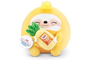 Snackles Serie 2 de 35 cm ZURU muñeco blandito y achuchable de Peluche 35 cm con Accesorio de Snack de Marca, Sloth (Dole, Pineapple)