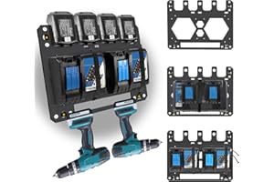 Wandhalterung für Makita,Akkuhalter für Makita 18V/14,4V(bis 4 Akkus)und für Makita Ladegerät Wandhalterung (DC18RD, DC18RC). Diese für Makita Akku Halterung sorgt für Ordnung in Werkstatt und Garage.