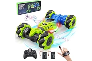 Pristar Coche Teledirigido Niños 6 7 8 9 10 Años con la Mano 4x4 Coche Control Remoto, Coch RC Telecomandado 1:24 Bracelet Coche Teledirigido Drift RC Car 2 Baterías, Regalos para el Día del Niño