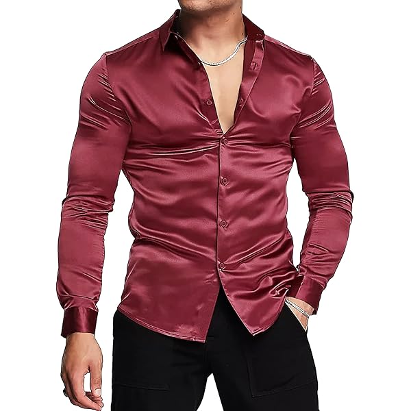 Camicia Uomo In Raso Lucido - Maniche Lunghe Con Elastico, Elegante E Comoda - Foto 4