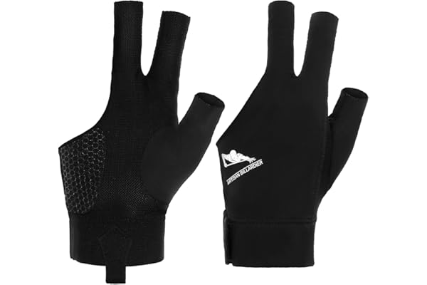 Bremorou Gant de billard gauche pour billard de billard Gants de piscine antidérapants Accessoires Convient Gants de snooker réglables pour jeux de carom Noir