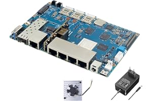 YOUYEETOO Banana Pi BPI-R4 WiFi 7 Router płyta rozwojowa, z chipem MediaTek MT7988A, 4 GB RAM i 8G eMMC onboard, 2 x gniazdo SFP 10 Gbe, 4 x złącze sieciowe Gbe (z POE))