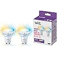 WiZ Smart LED Glass Bulb, GU10, 50W, Shades of White, Smart LED Connected WiFi Works with Alexa, Google Assistant & HomeKit, App Control for Home Indoor Lighting, Bedroom, Energy Monitoring, 2 Pack