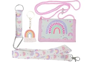 JOZMMZEOOA Niños Monedero,Cartera Niño Triptico Tarjetero Hombre Monedero Pequeño Cartera para Niños con Mosquetón,2 Cordón para el Cuello y Llavero,para Regalos de Cumpleaños