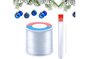 DRERIO 500m klarer Nylonfaden 0,3mm Polyamidfaden Starker Nylondraht Transparente Schnur zum Aufhängen, Schmuckherstellung, Nähgarn Durchsichtig Transparenter Perlenfaden mit Perlennadel