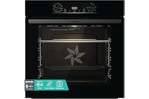 Gorenje OptiBake BOS6737 E02B Einbau-Backofen / 77L / AquaClean/Heißluft/ExtraSteam/AirFry/PerfectGrill/Pizzamode 300°C/Schwarz