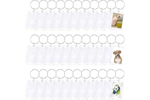 YAFE Acrylic Photo Keyring Blanks, 30 Pcs Christmas Crafts Gifts Picture Keychains for Kids Women Men (50x33mm) - Party Bag Fillers
