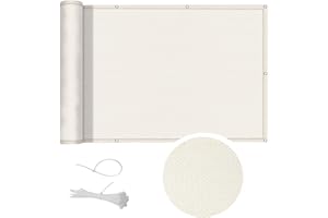 Cool Area Pantalla HDPE para Balcón Jardín Protección de Privacidad ,Protección UV,Resistente al Viento,con Ataduras de Cables ,90x400 cm ,Beige