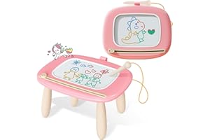 Kikidex Magnetic Drawing Board, Toddler Girl Toys for 1-2 Year Old, Doodle Board Pad Learning and Educational Toys for 1 2 3 Year Old Baby Kids Birthday Gift (Pink)