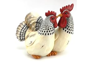 VIDAL REGALOS Figurine décorative en résine de 16 cm représentant un couple de coqs et de poules pour le jardin, la maison et le bureau